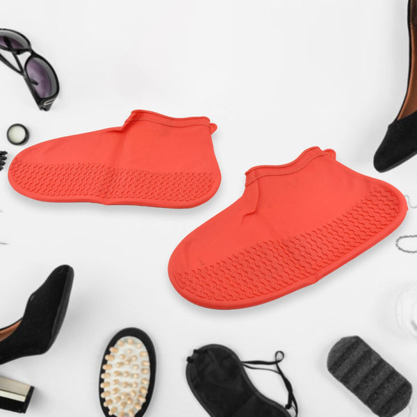 Non-Slip Silicone Waterproof Boot Shoe Cover (Medium Size / 1 Pair / Red)