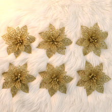 Glitter flower hair clips