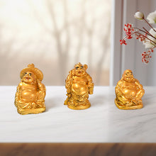 Golden Laughing Buddha Set of Six Pieces Statue for HappinessGood Luck Home Decor