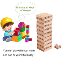 48 Pcs Blocks 4 Dices Wooden Tumbling Stacking Building