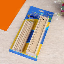Colorful Wooden Pencil Set with Pencil box, Ruler, Sharpener (12 Pcs Set)