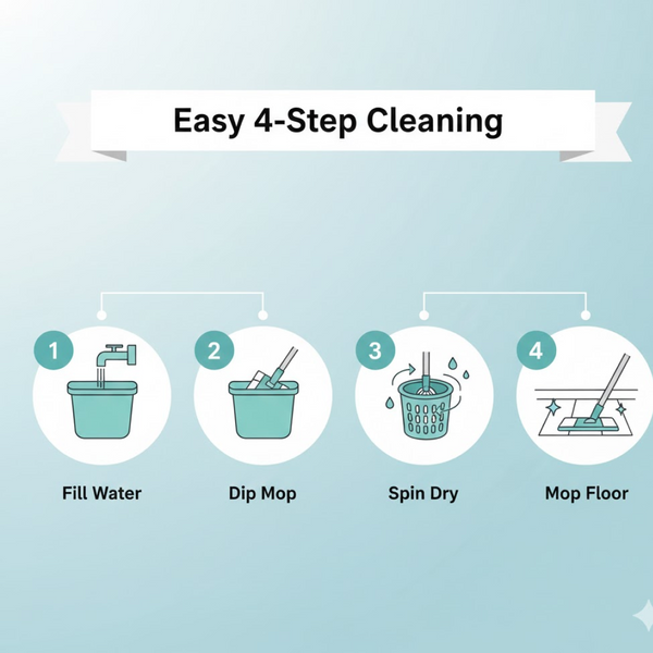 Plastic Spinner Bucket Floor Cleaning Mops Set