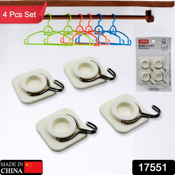 Adhesive hooks for wall Heavy Plastic Hook (4 Pc Set)
