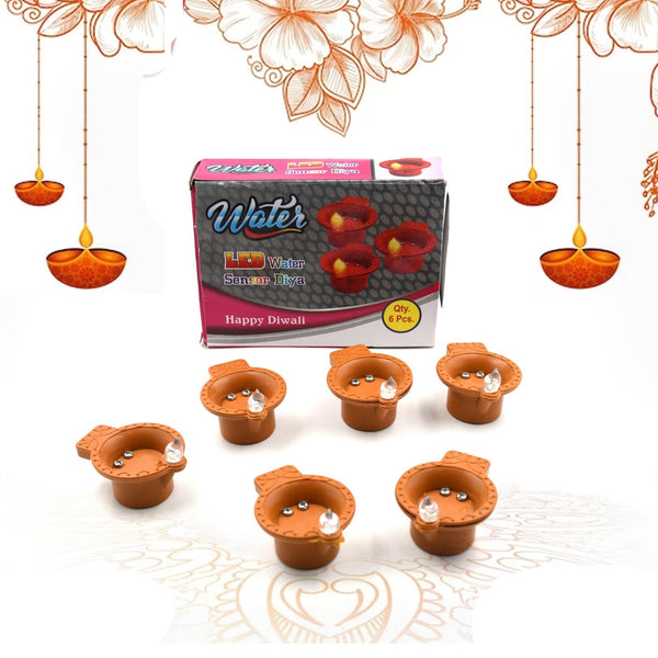 Water Sensor Diyas for Diwali Decoration | Diyas for Home Decoration| Diwali Decoration Items for Home Decor Diyas | Diwali LED Diyas Candle with Water Sensing Technology E-Diya, Diwali (6Pc Set)
