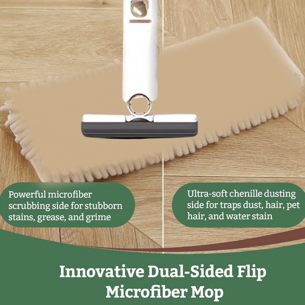 Portable Self-Squeeze Short Mop, with 1 Cotton Head, Bathroom Kitchens Table