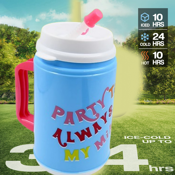 Insulated Mug with Lid Handle Flexible Straw with Cap (709 ML)