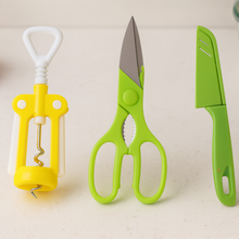 Multifunction Kitchen Tool Set – Stainless Steel & Plastic Knife and Scissors