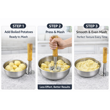 Stainless Steel Potato Masher, Pav Bhaji Masher with wooden handle