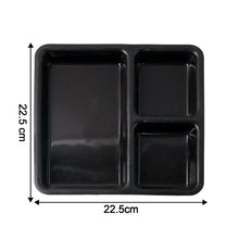 Plastic 3-Compartment Meal Serving Tray – Rectangular Dining Plate (1 Pc / Black)