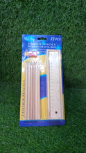 Colorful Wooden Pencil Set with Pencil box, Ruler, Sharpener (12 Pcs Set)