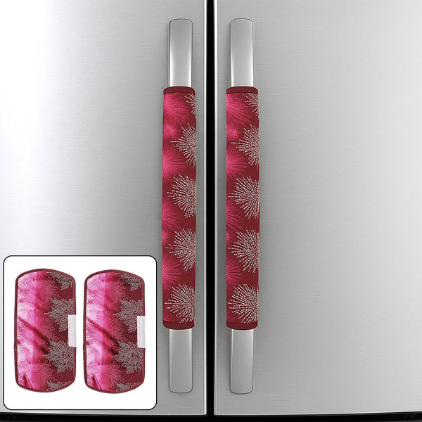 Polyester Fridge Handle Cover Set for Refrigerator Types (2 Pcs, Multi Design)