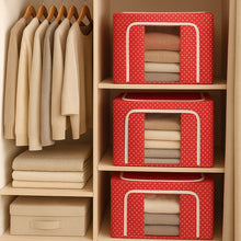 Foldable Steel Frame Clothes Living Storage Organizer Handled Bag 60cm X 43cm X 32cm (Mix Color)