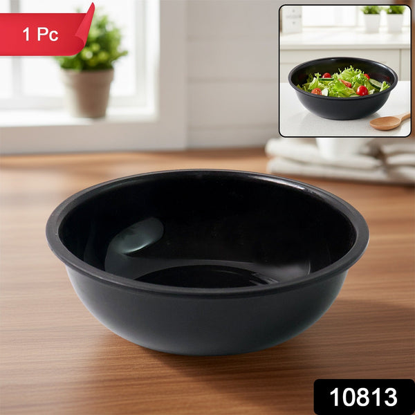 Plastic 6 Inch Black Round Deep Serving Bowl (1 Pc)
