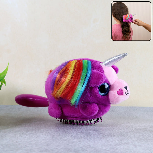 Kids Unicorn Plush Hair Brush - (1 Pc)