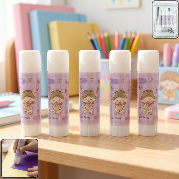 Cartoon-Themed Solid Glue Stick Pack of 5