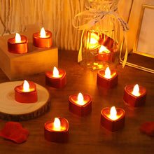 Heart Shaped LED Tea Light Candles (Mix Color / 12 Pc)