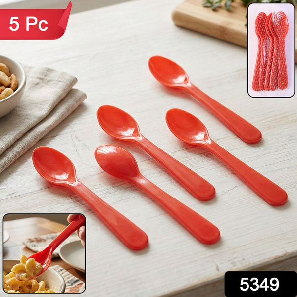 Food Plastic Spoon Set Table Spoon Tea Spoon Coffee Spoon  Heat Resistant 5 Pc