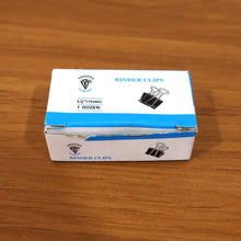 Black Metal Binder Clips (15 MM, 12 Pieces Set)