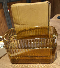 Premium Ribbed Transparent Storage Basket with Gold Handle 25×14 cm 2 Pc