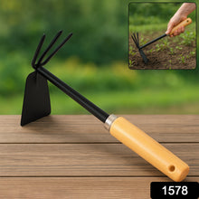 2 in 1 Double Hoe Gardening Tool with Wooden Handle