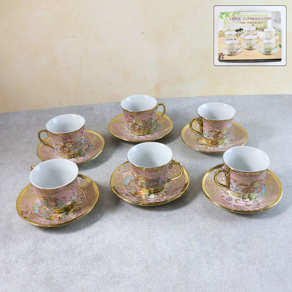 Floral porcelain tea cup and saucer set